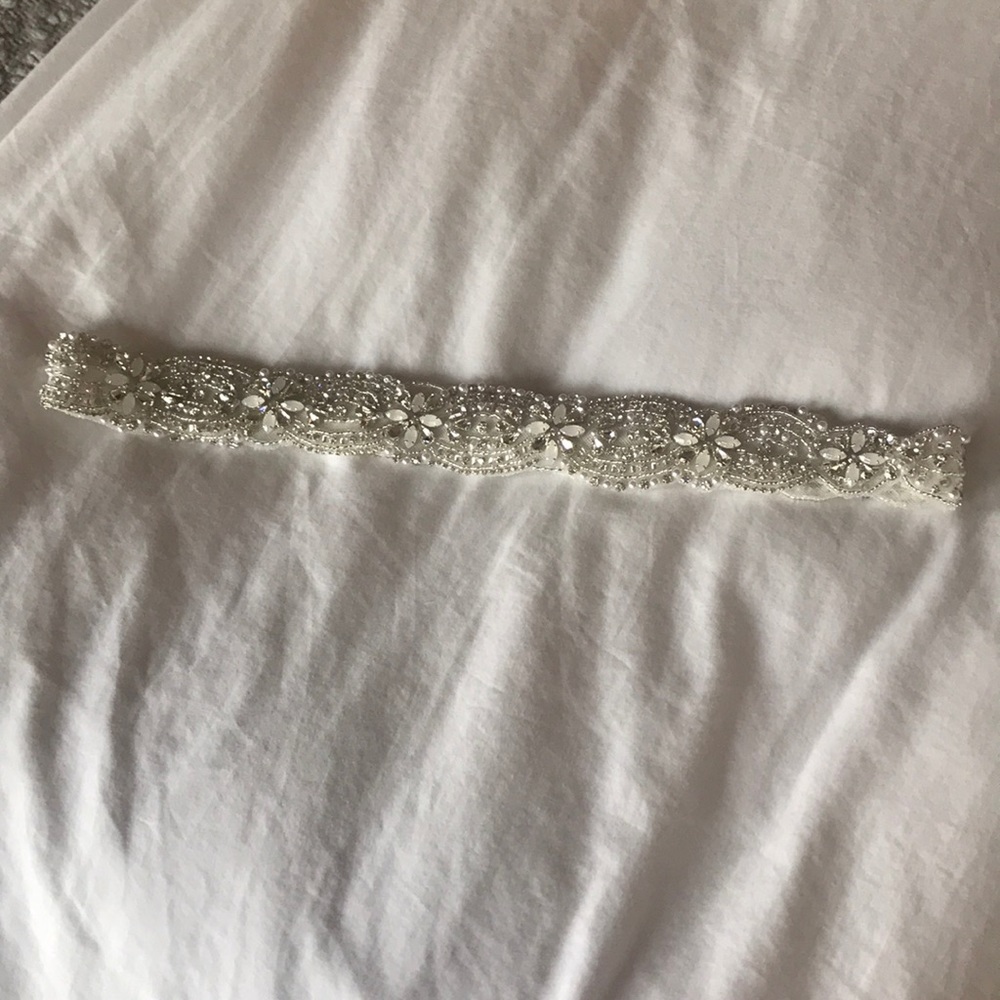 Silver Beaded Bridal Dress Belt